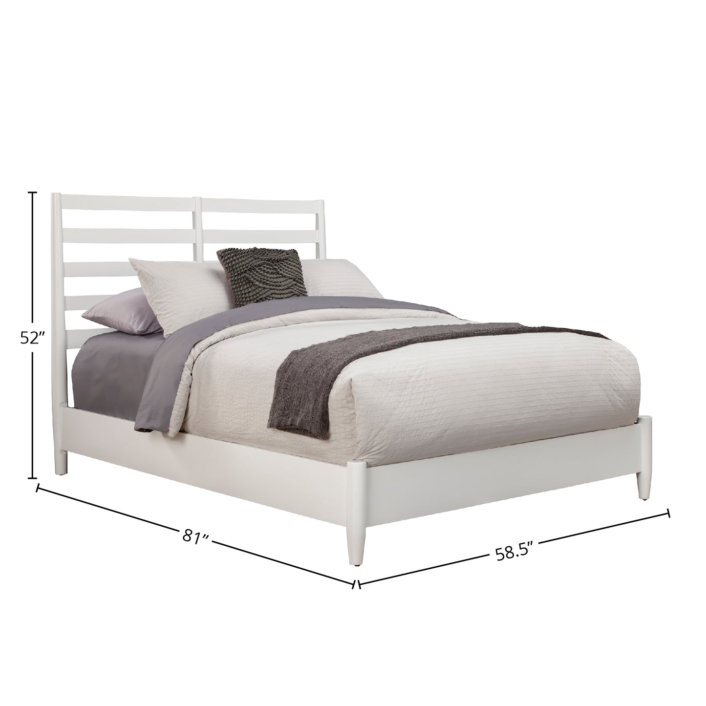 Flynn Retro Full Bed w/Slat Back Headboard, White