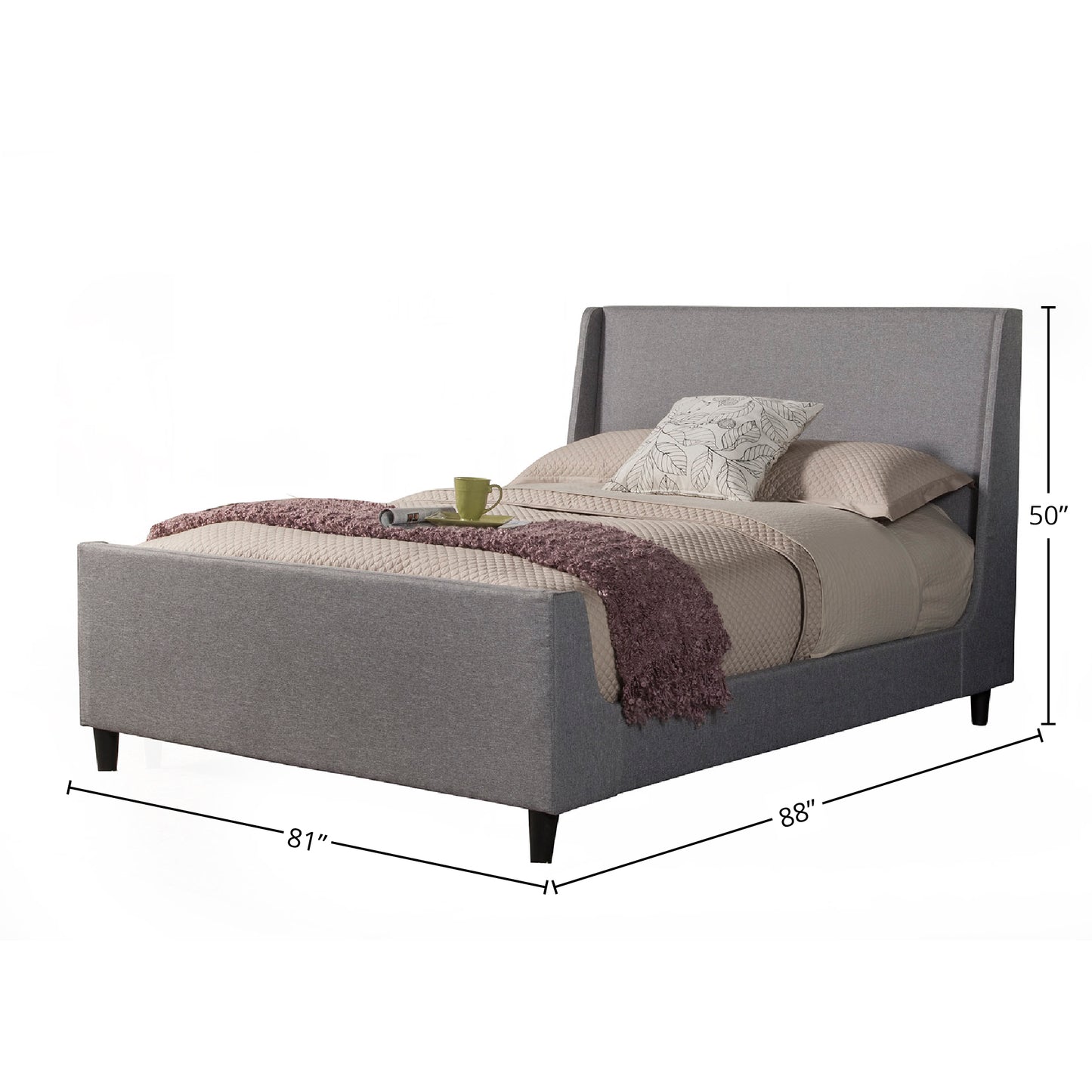 Amber Standard King Upholstered Bed, Grey Linen