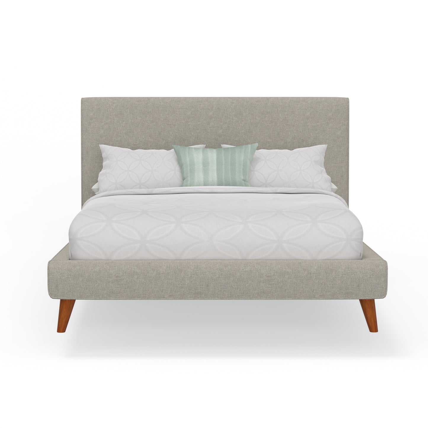 Britney Standard King Upholstered Platform Bed, Light Grey Linen