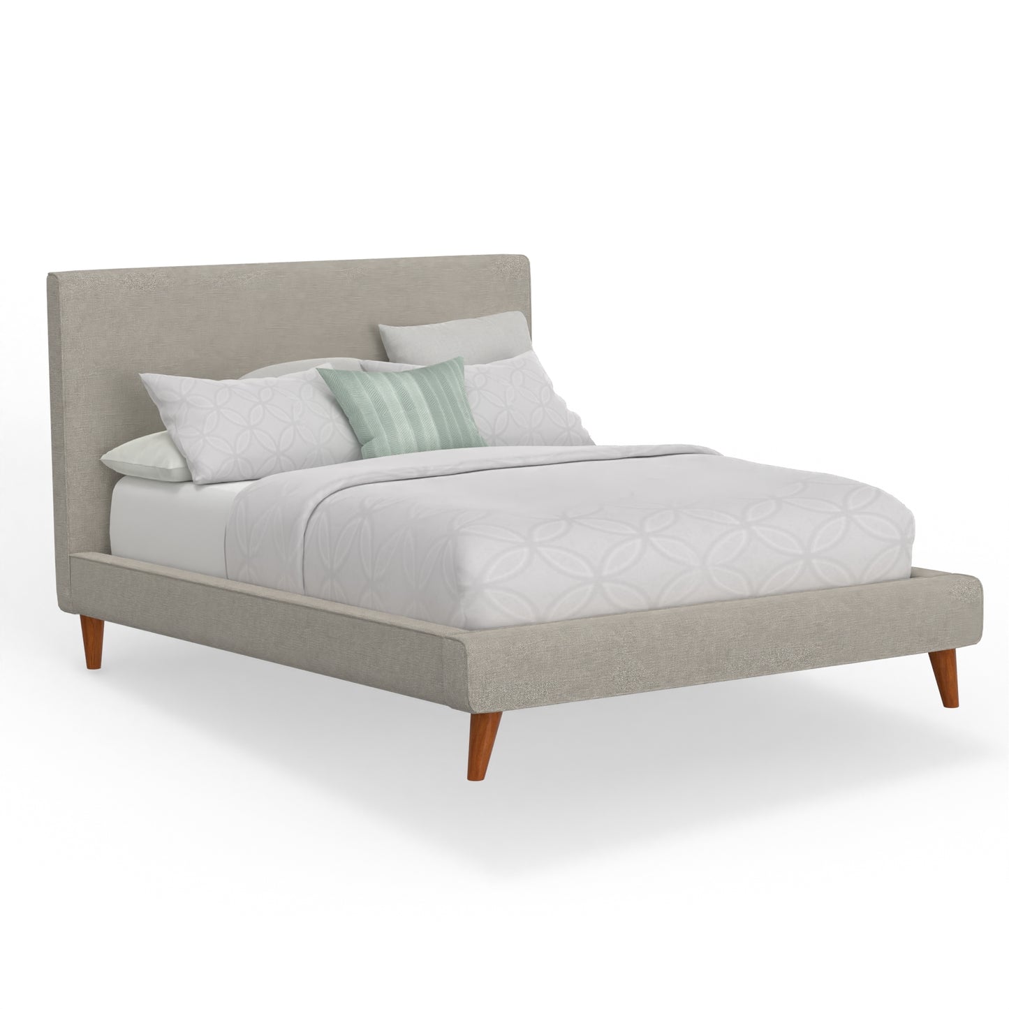 Britney Standard King Upholstered Platform Bed, Light Grey Linen