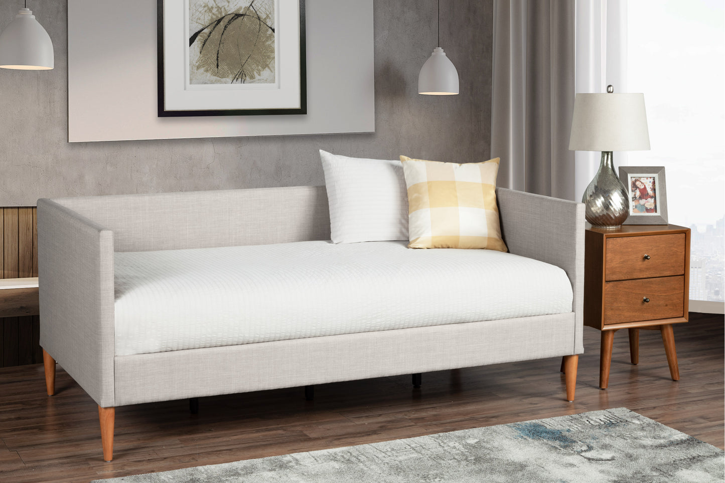 Britney Twin Day Bed, Light Grey Linen