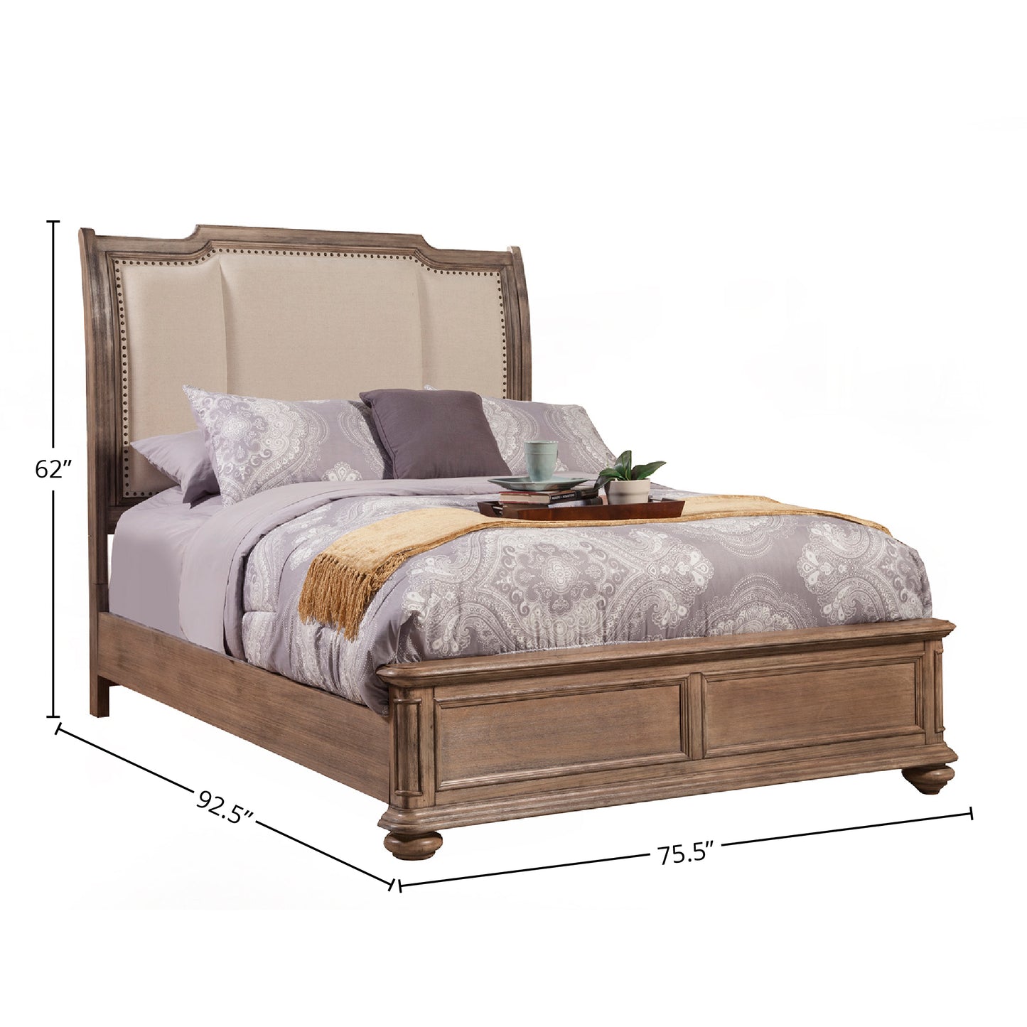 Melbourne California King Sleigh Bed w/Upholstered Headboard, French Truffle
