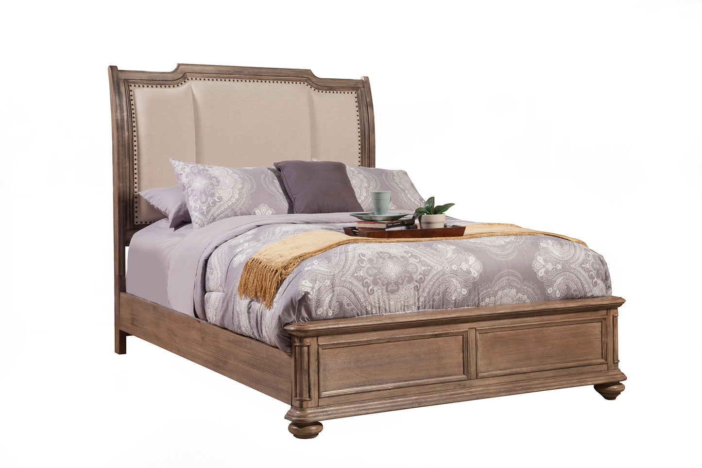 Melbourne California King Sleigh Bed w/Upholstered Headboard, French Truffle