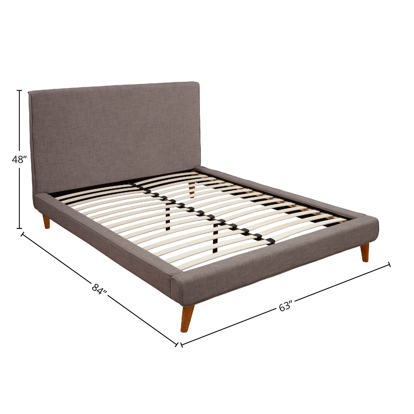 Britney Full Size Upholstered Platform Bed, Dark Grey