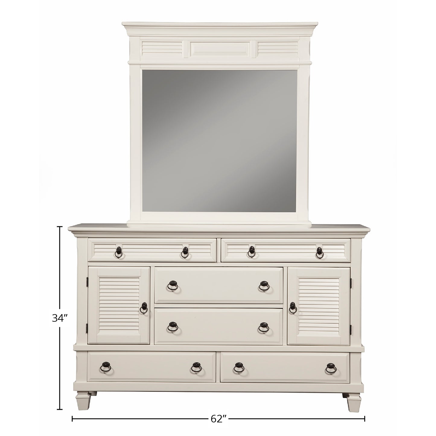 Winchester 6 Drawer Dresser w/2 Cabinets, White