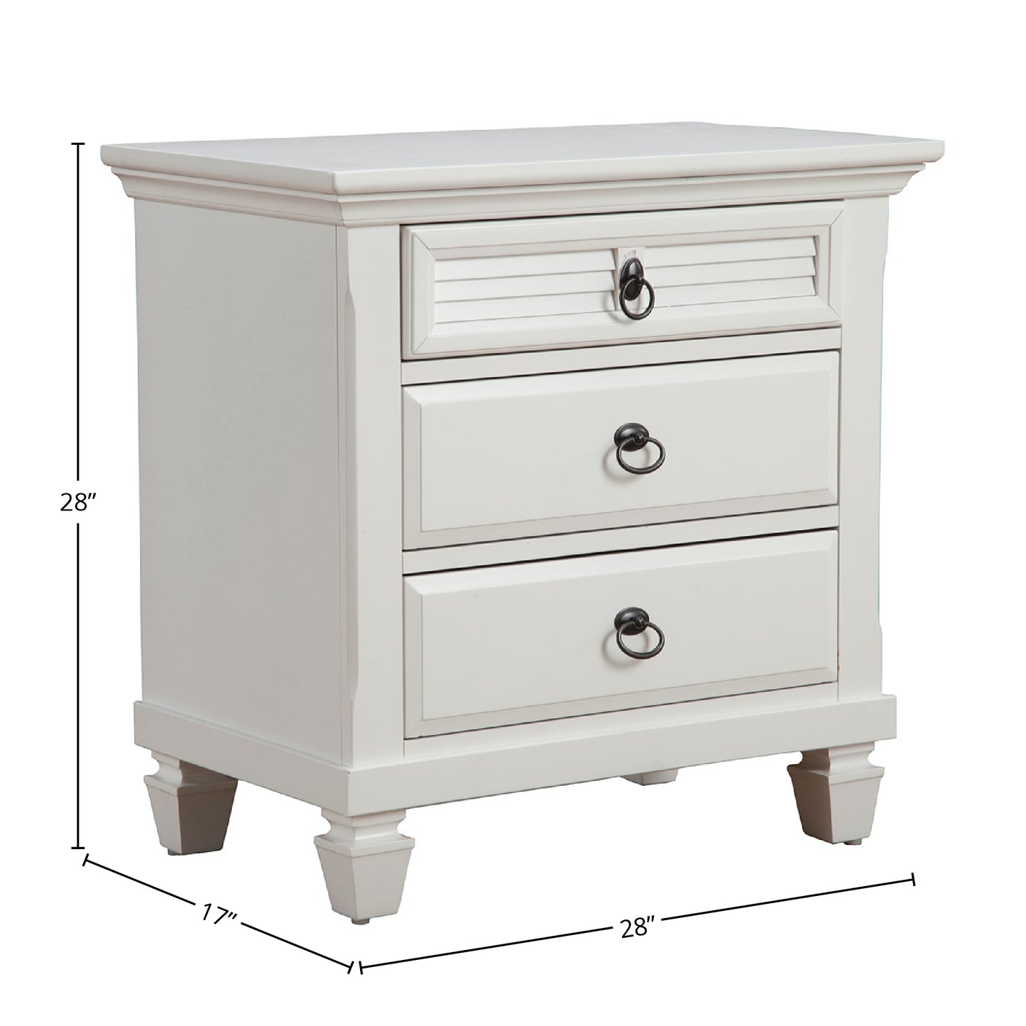 Winchester 3 Drawer Nightstand, White