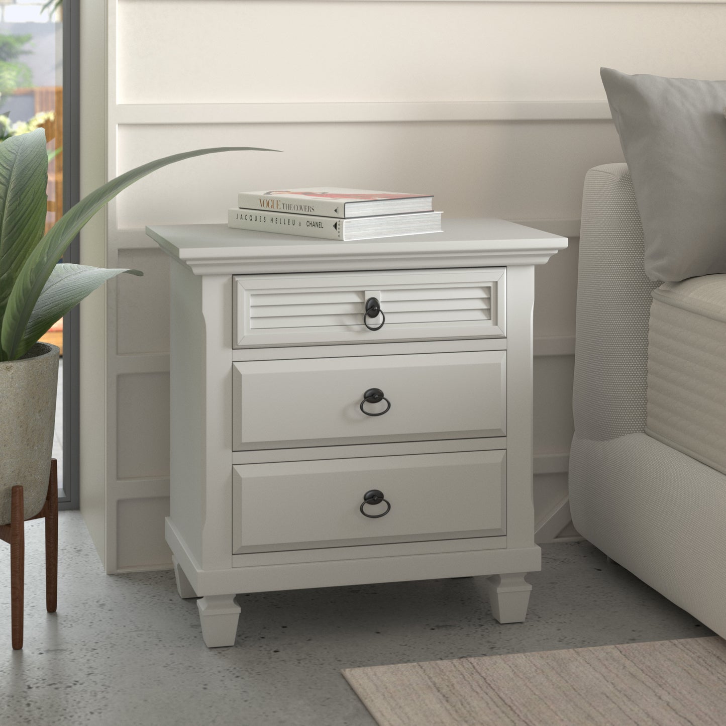 Winchester 3 Drawer Nightstand, White