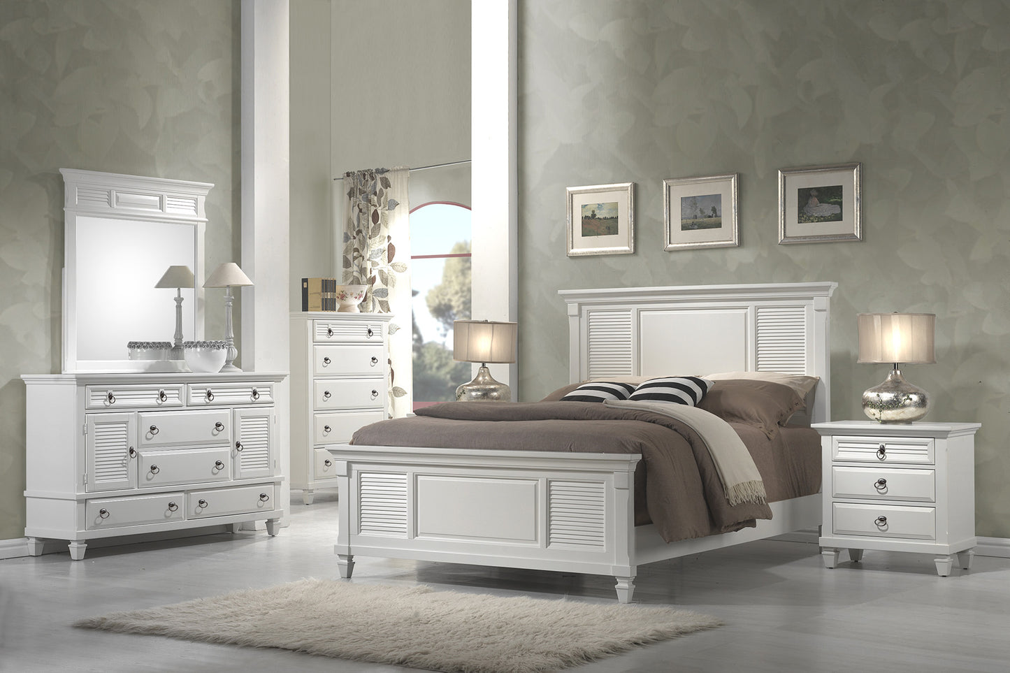 Winchester Queen Shutter Pannel Bed, White