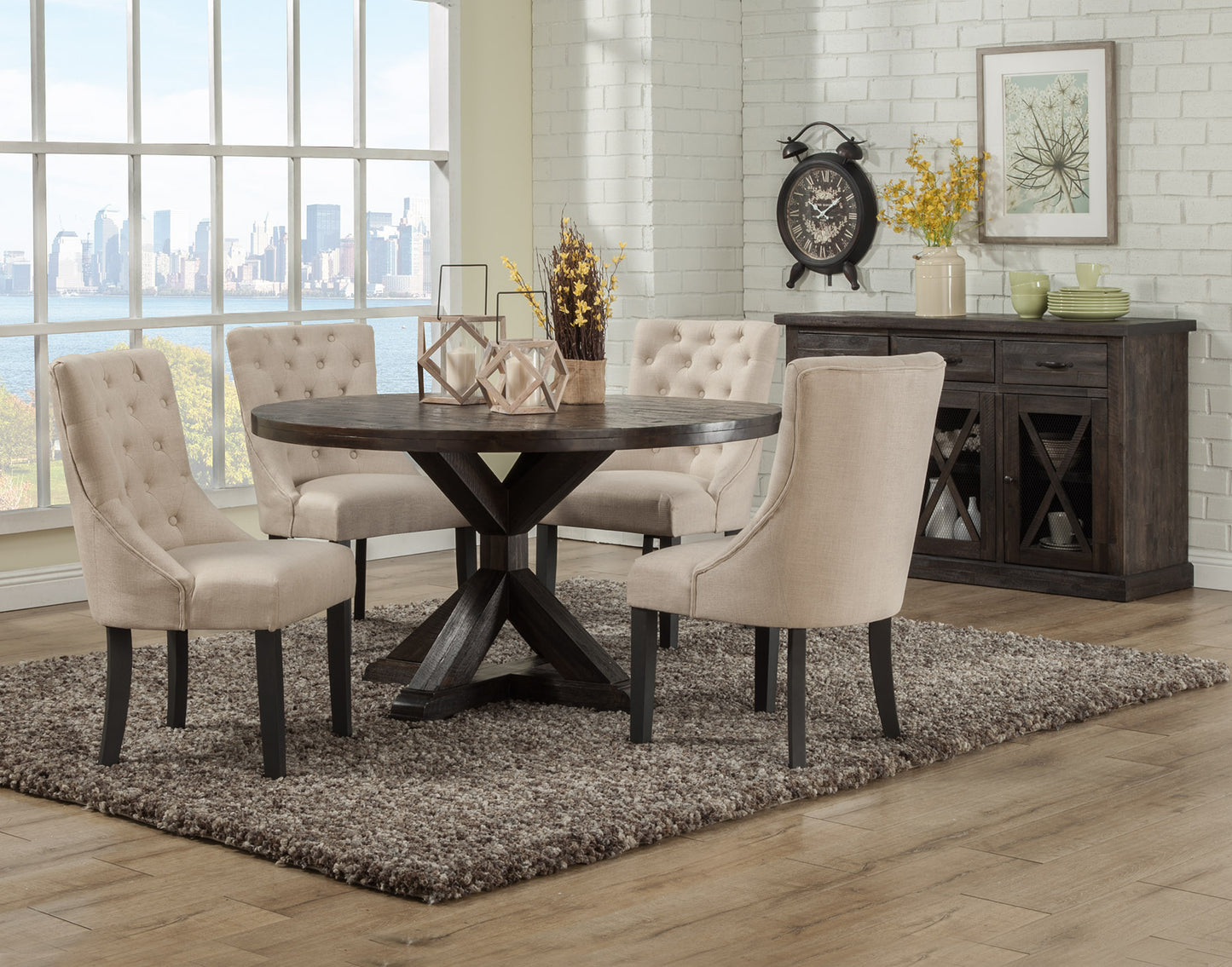 Prairie Set of 2 Upholstered Side Chairs, Cream Linen