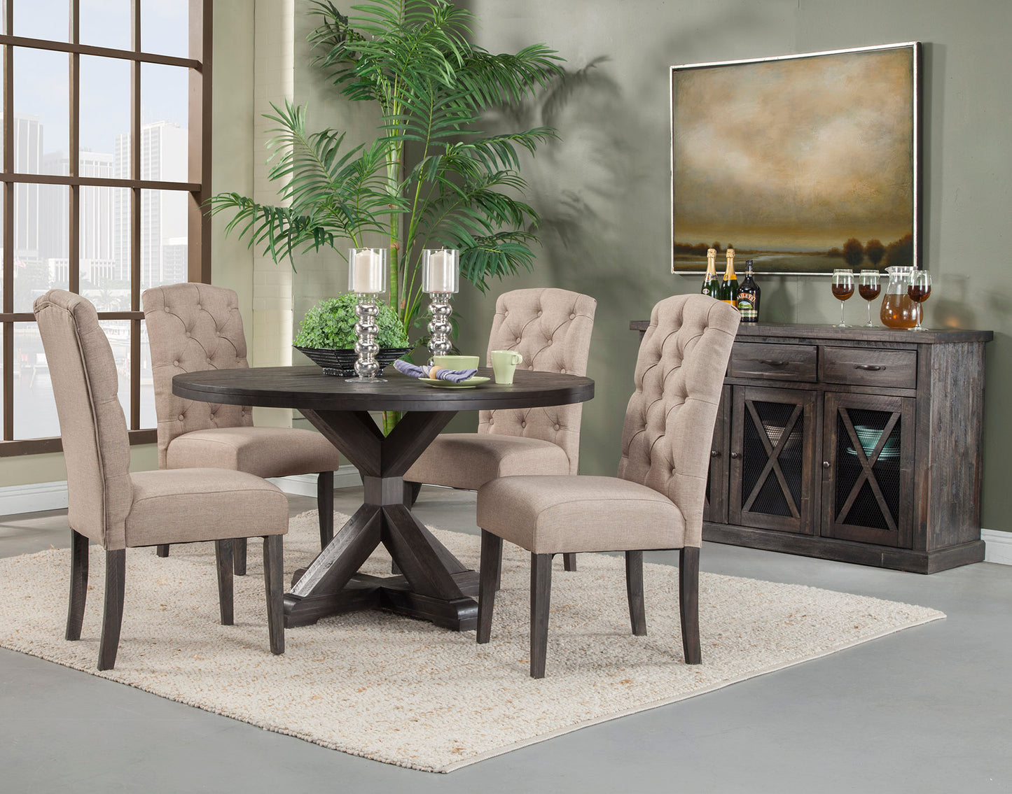 Newberry Round Dining Table, Salvaged Grey