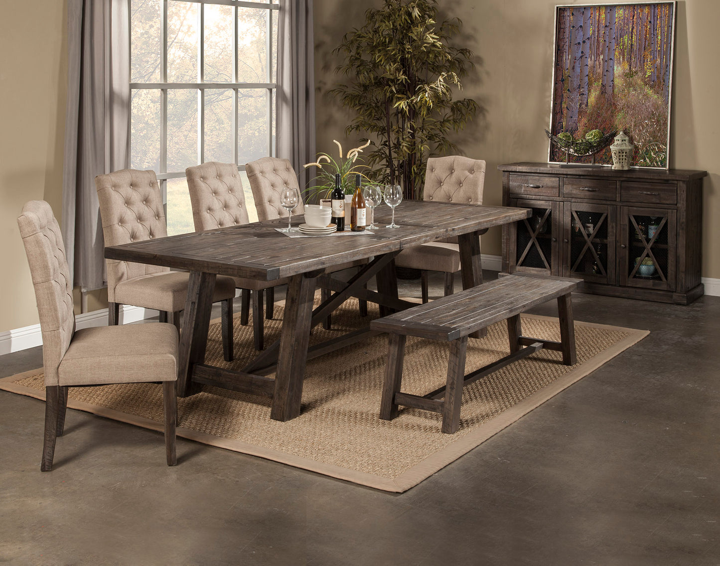Newberry Set of 2 Button Tufted Parson Chairs, Salvaged Grey