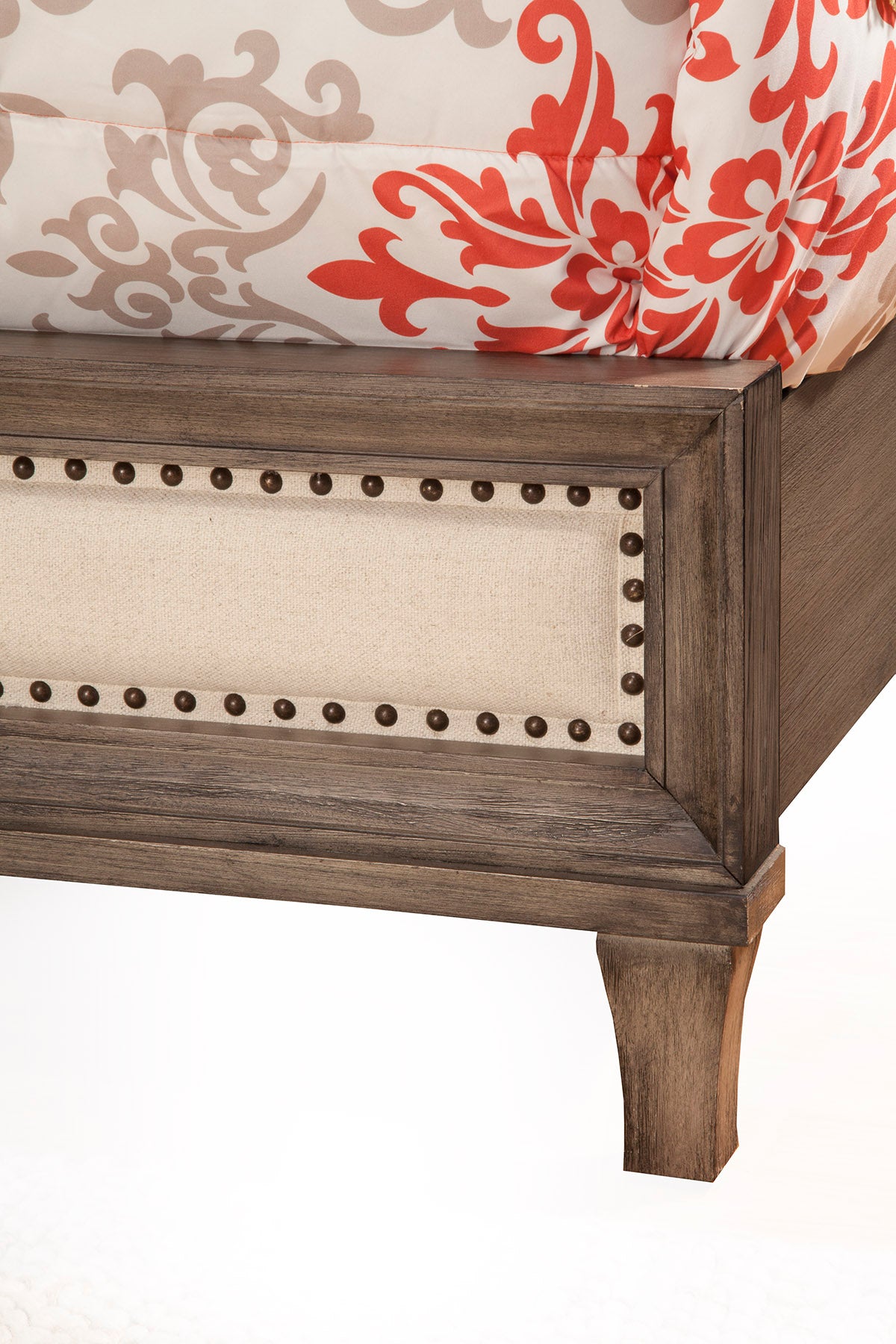 Charleston Queen Panel Bed w/Upholstered Head & Footboard, Antique Grey
