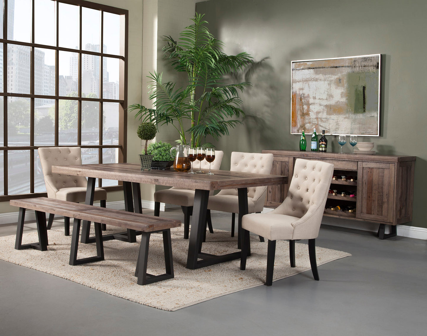 Prairie Rectangular Dining Table, Natural/Black