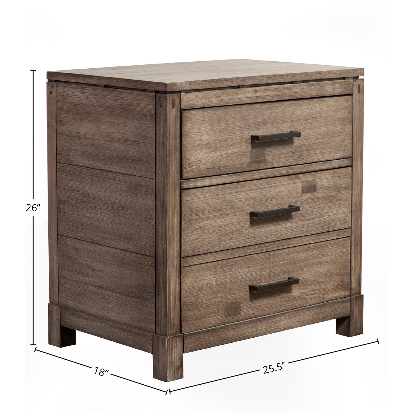 Sydney 2 Drawer Nightstand, Weathered Grey