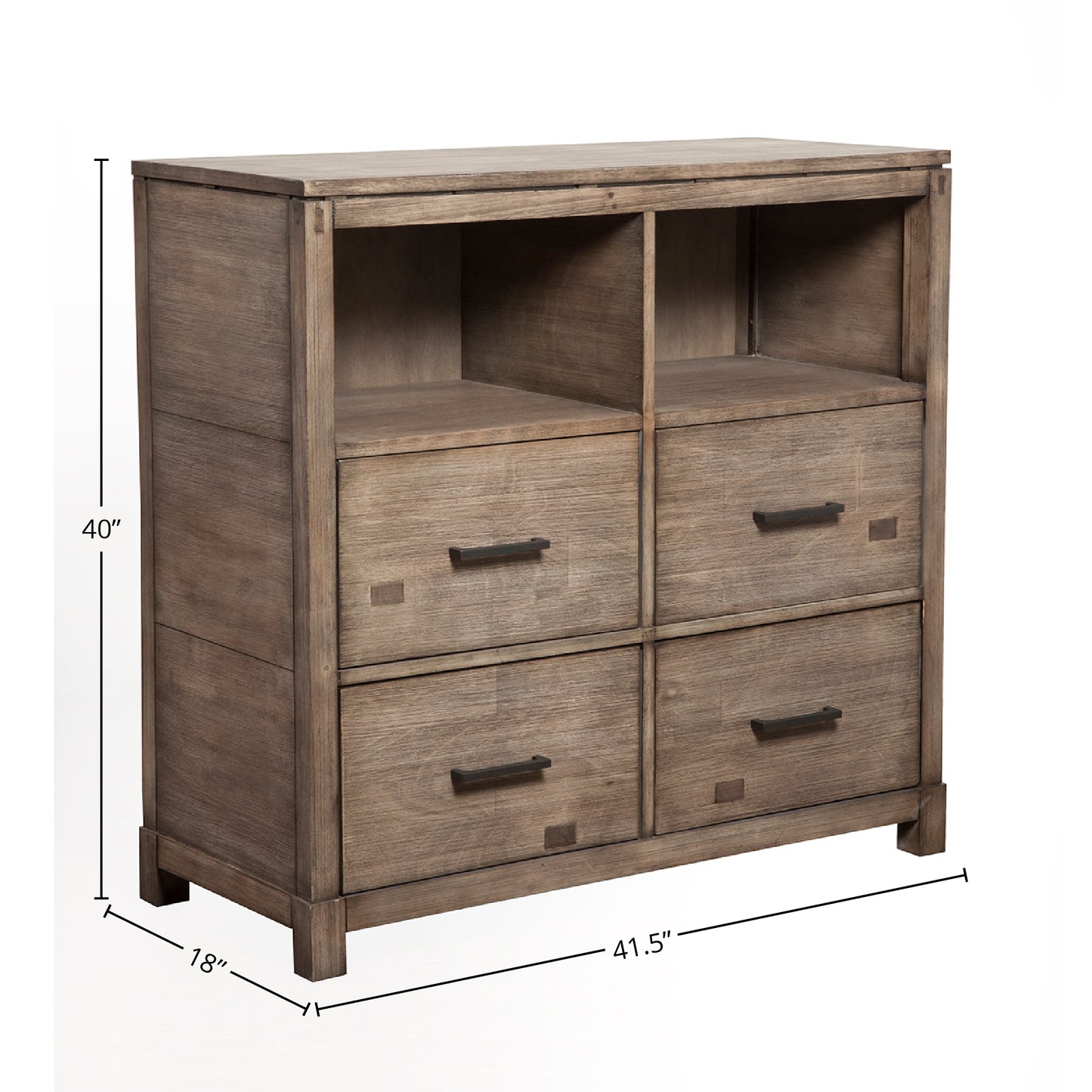 Sydney 4 Drawer TV Media Chest, Weathered Grey