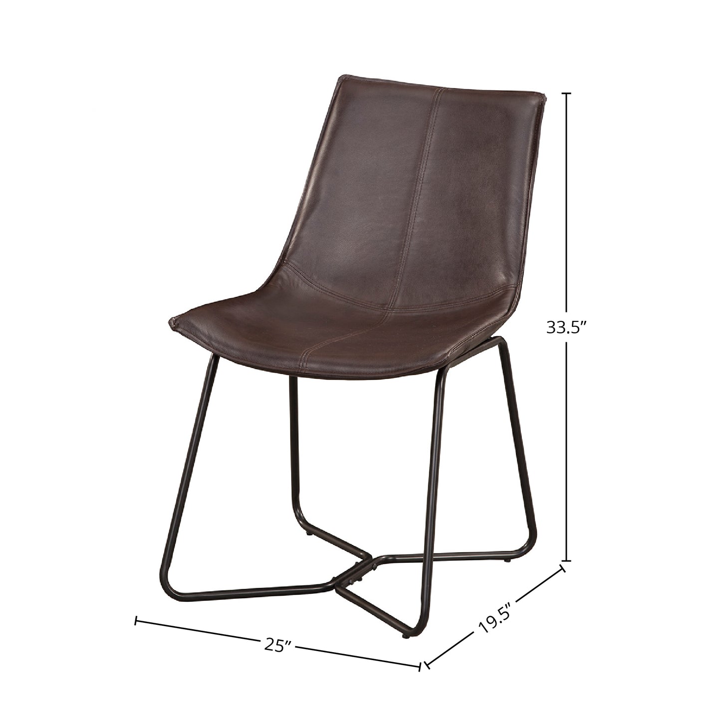 Live Edge Set of 2 Bonded Leather Side Chairs, Dark Brown