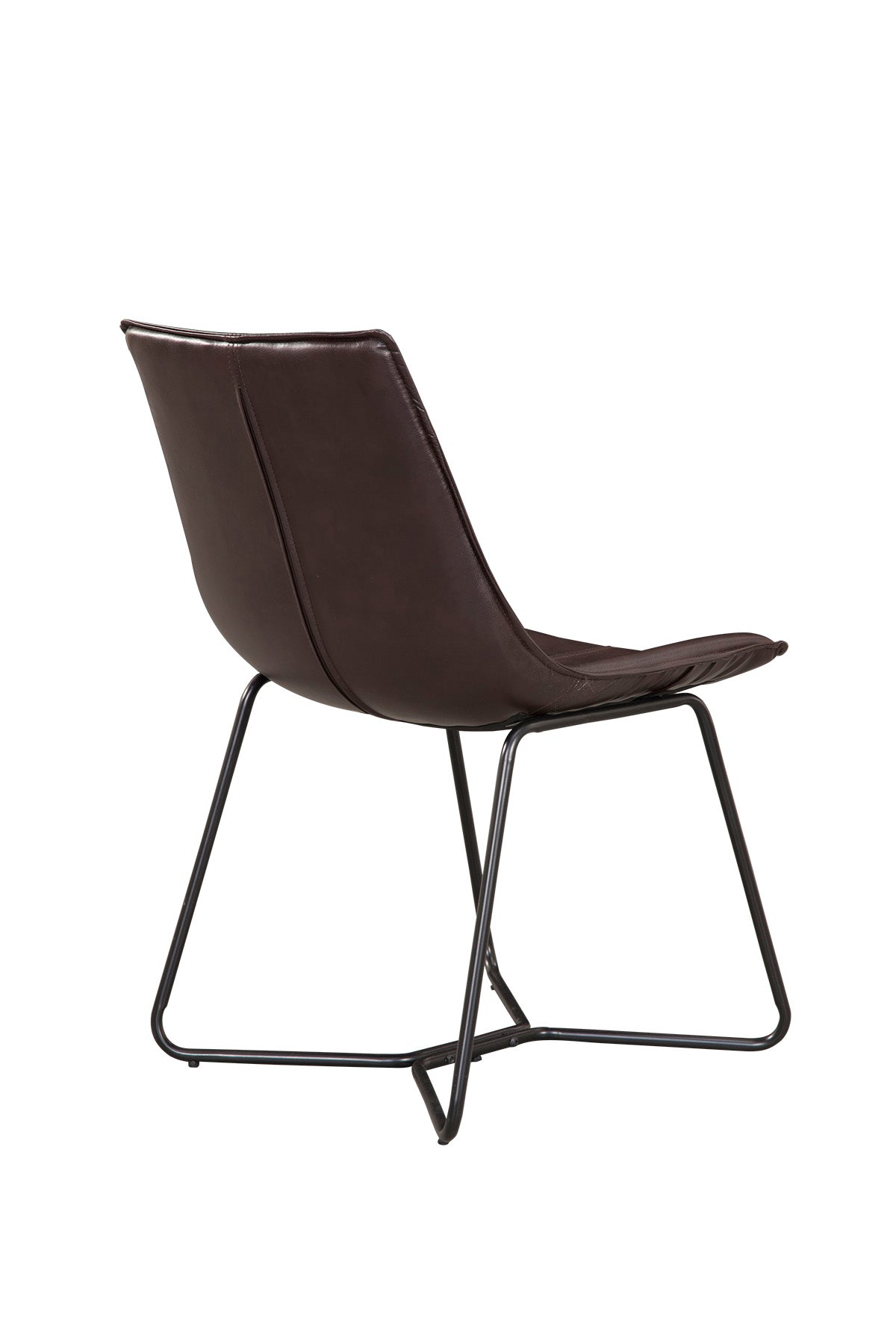 Live Edge Set of 2 Bonded Leather Side Chairs, Dark Brown