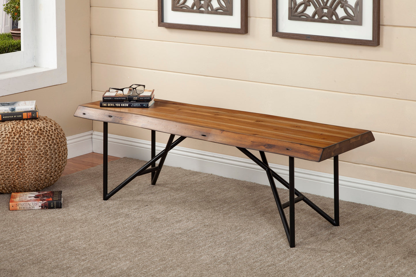 Live Edge Bench, Light Walnut