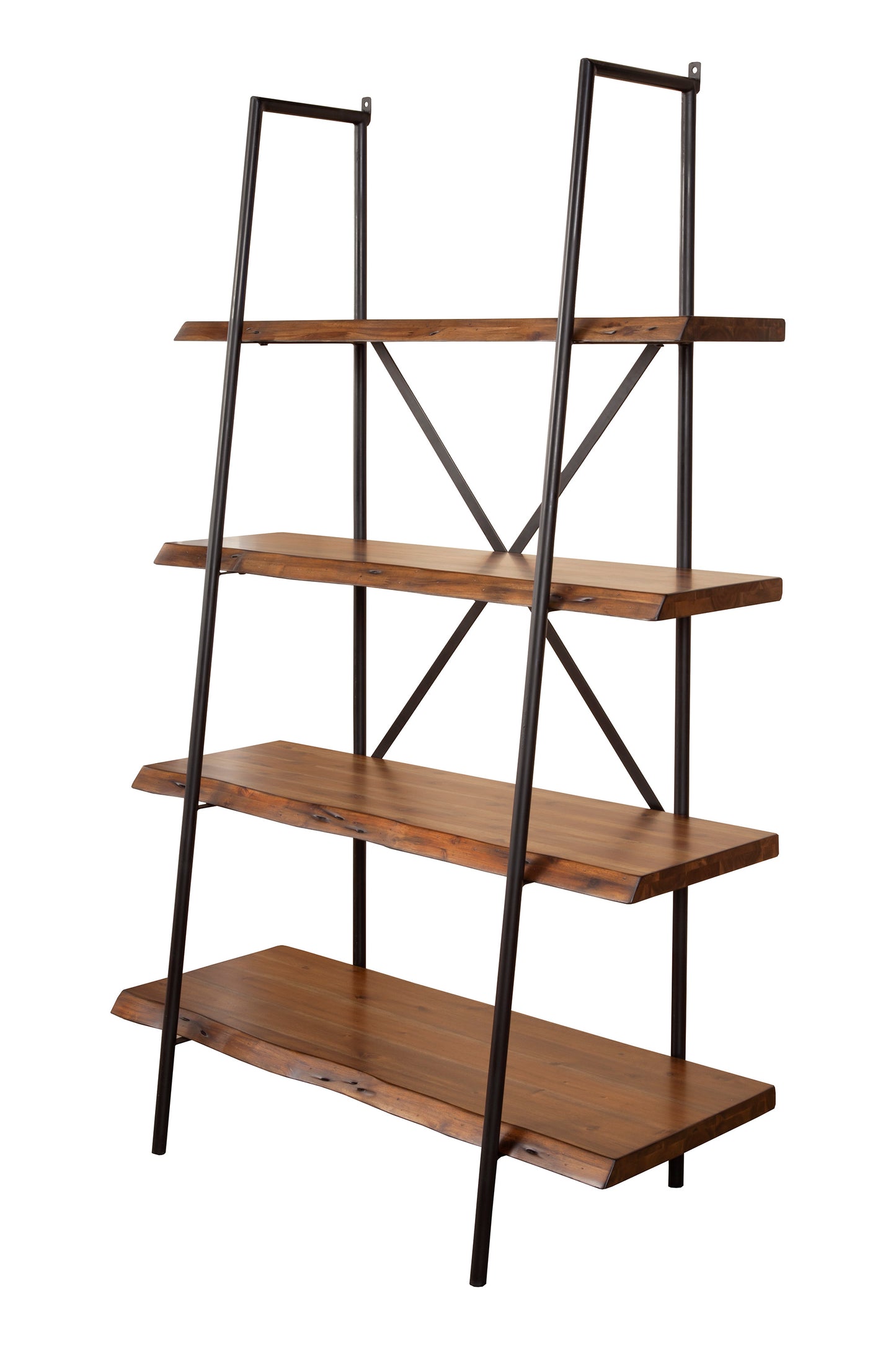 Live Edge 4 Shelf Bookshelf, Light Walnut
