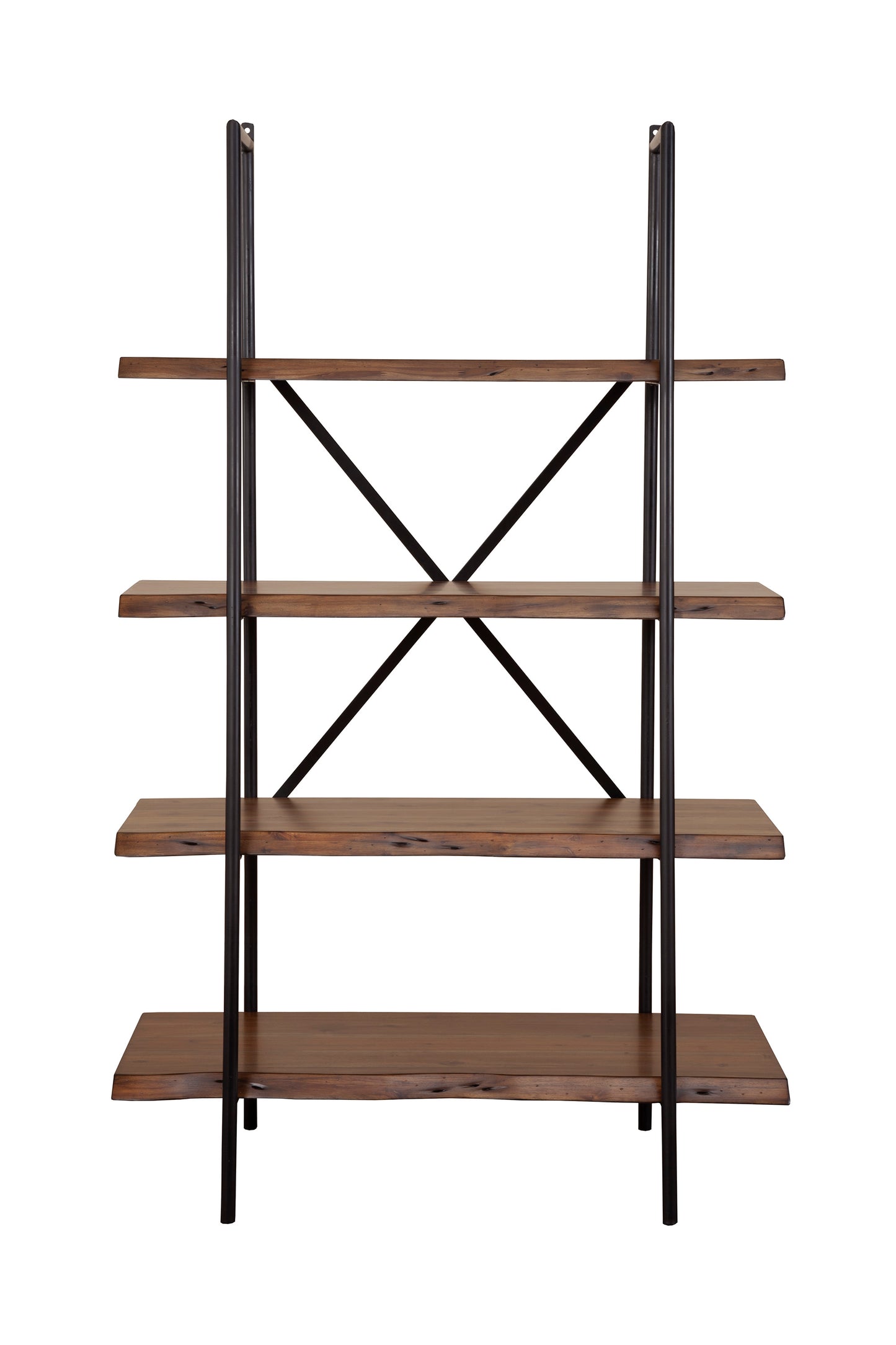 Live Edge 4 Shelf Bookshelf, Light Walnut