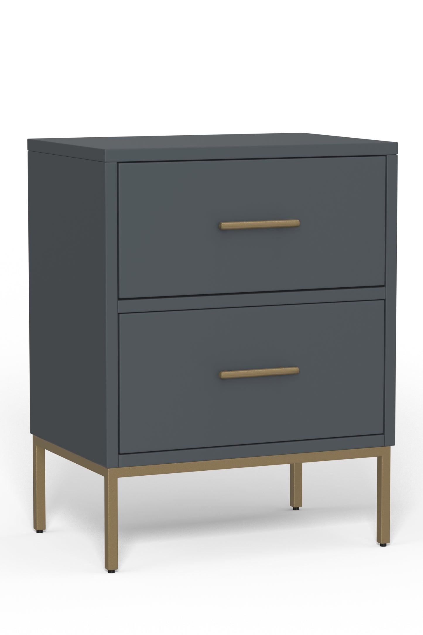 Madelyn Two Drawer Nightstand, Slate Gray