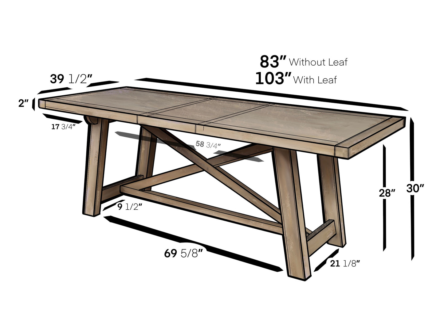 Newberry Extension Dining Table, Weathered Natural