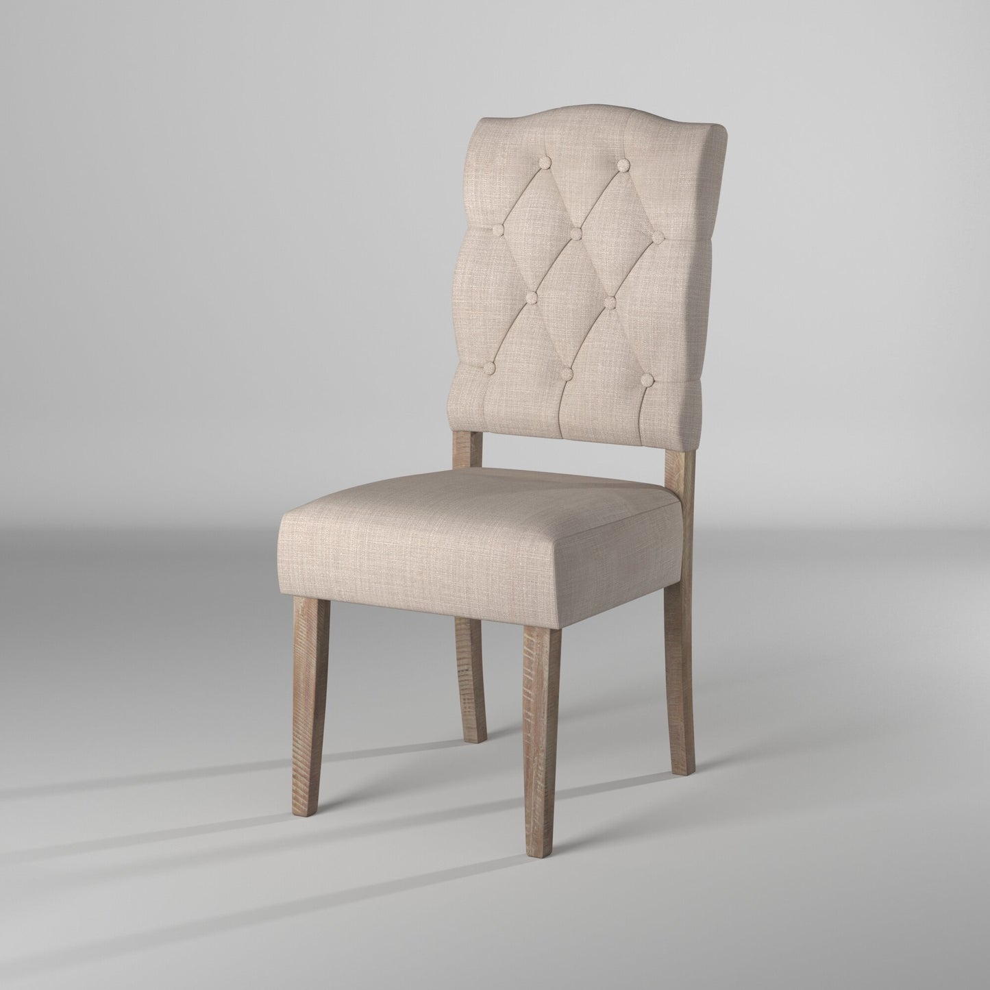Newberry Set of 2 Button Tufted Parson Chairs, Weathered Natural