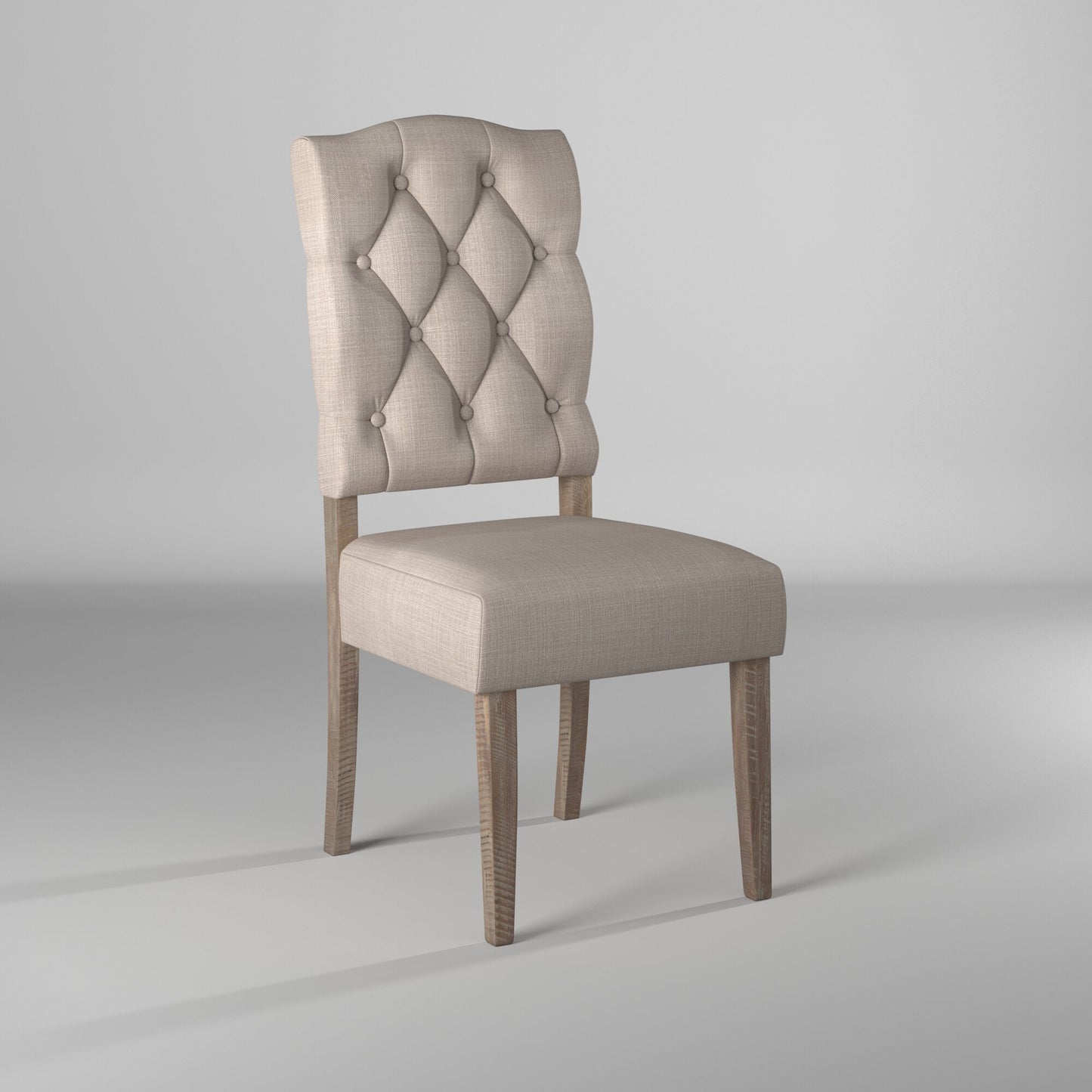 Newberry Set of 2 Button Tufted Parson Chairs, Weathered Natural