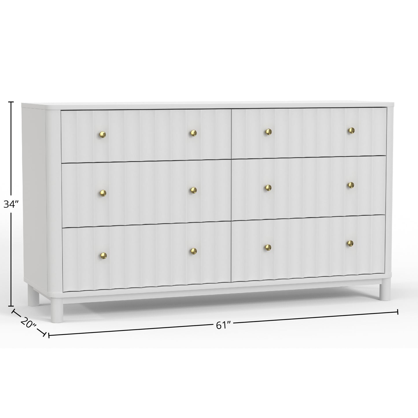 Stapleton 6 Drawer Dresser, White