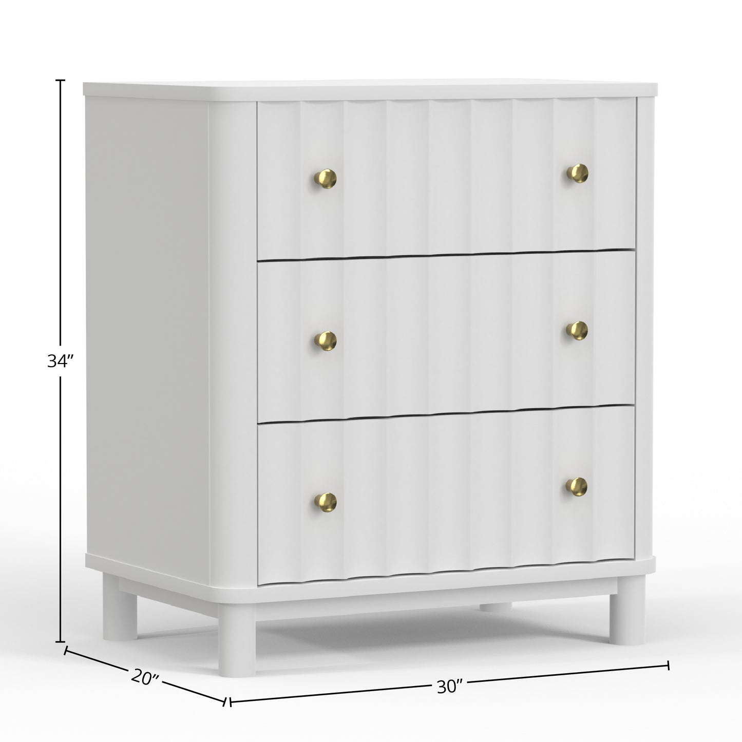 Stapleton 3 Drawer Small Chest, White