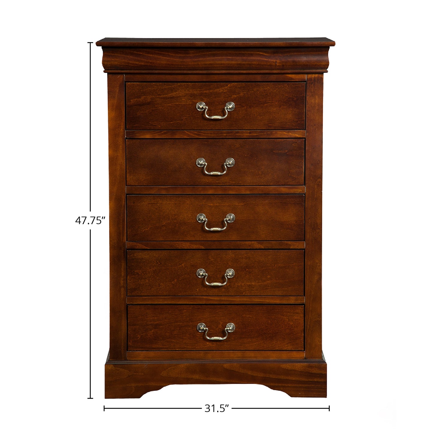 West Haven 5 Drawer Tall Boy Chest, Cappuccino