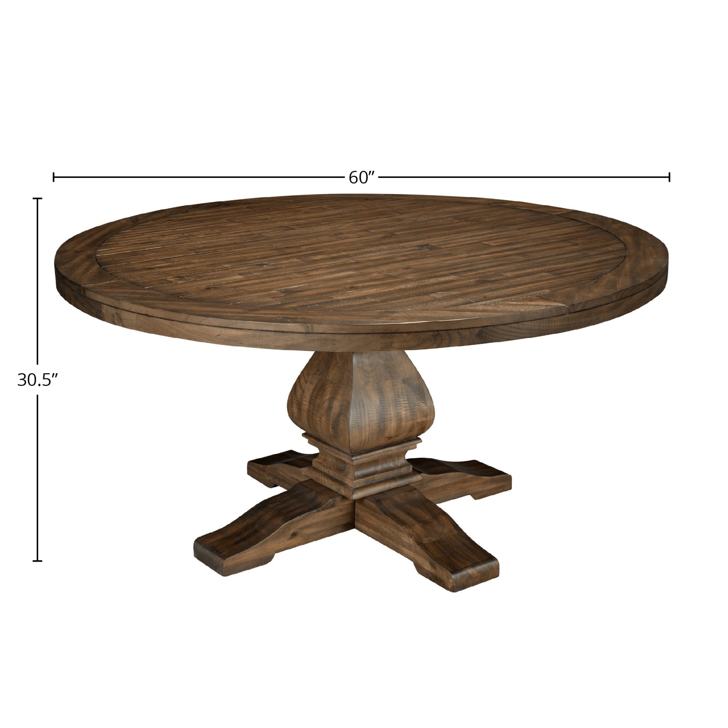Kensington Round Solid Pine Dining Table, Walnut