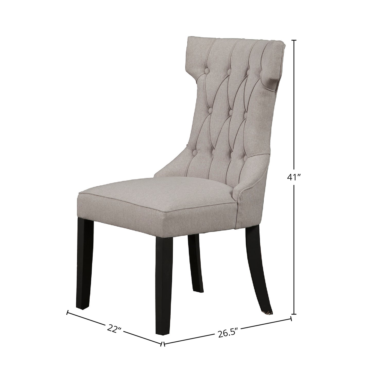 Manchester Set of 2 Upholstered Side Chairs, Light Grey/Black