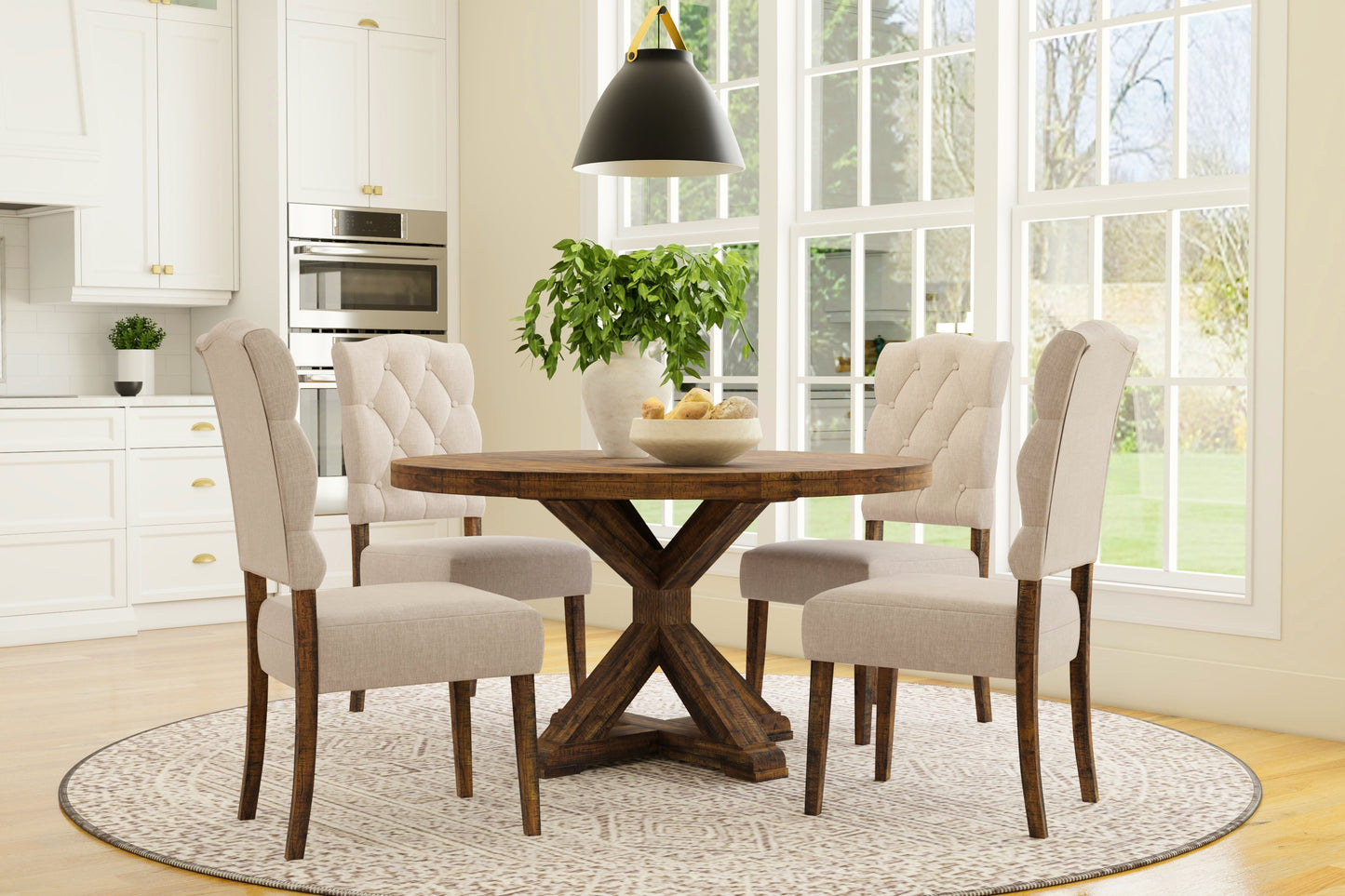 Newberry Round Dining Table, Medium Brown
