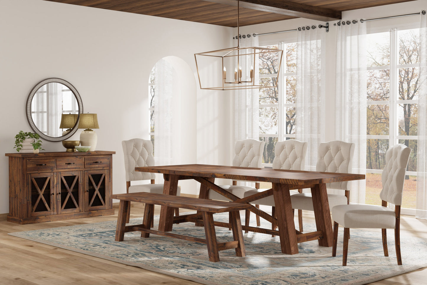 Newberry Rectangular Dining Table, Medium Brown