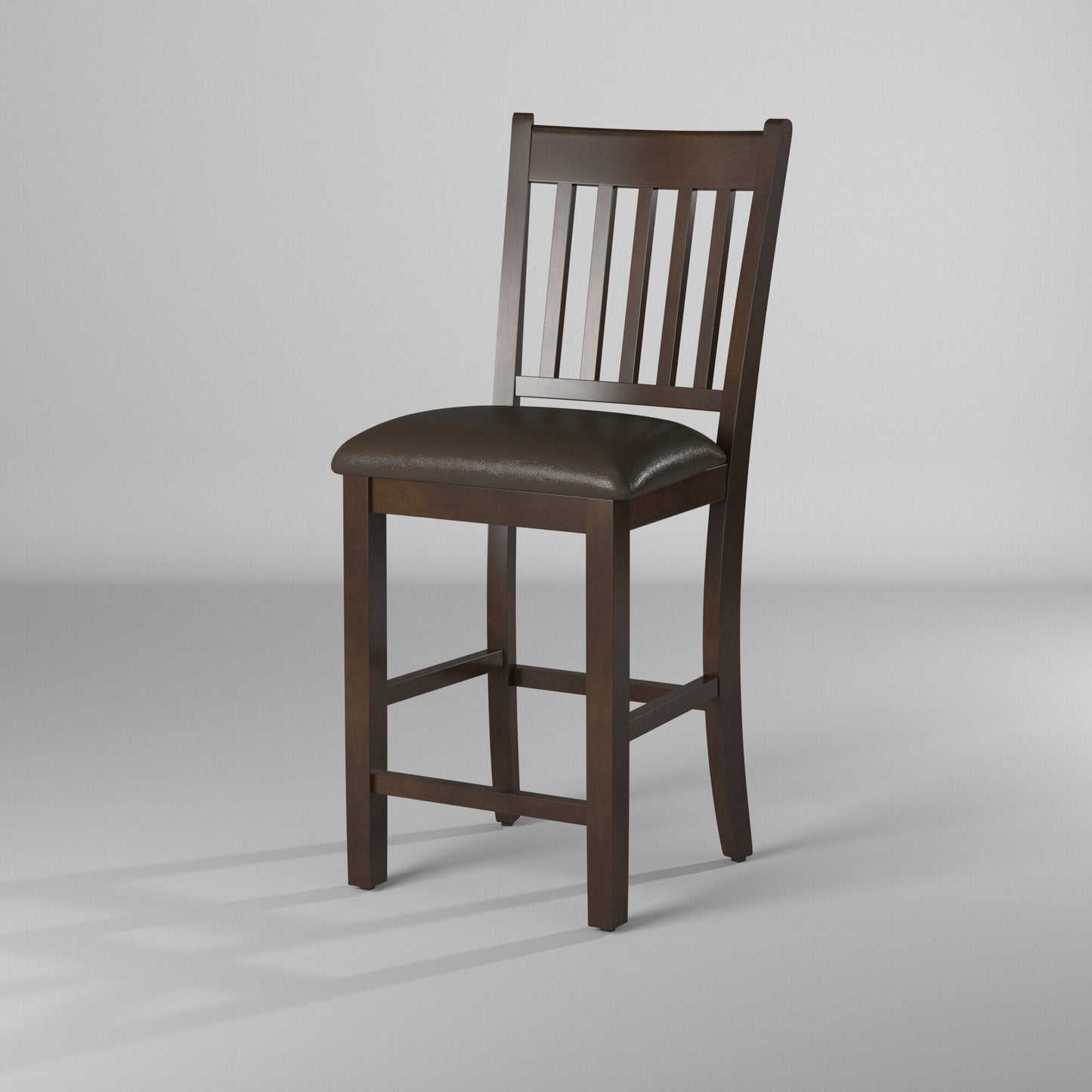 Capitola Set of 2 Faux Leather Pub Chairs, Espresso