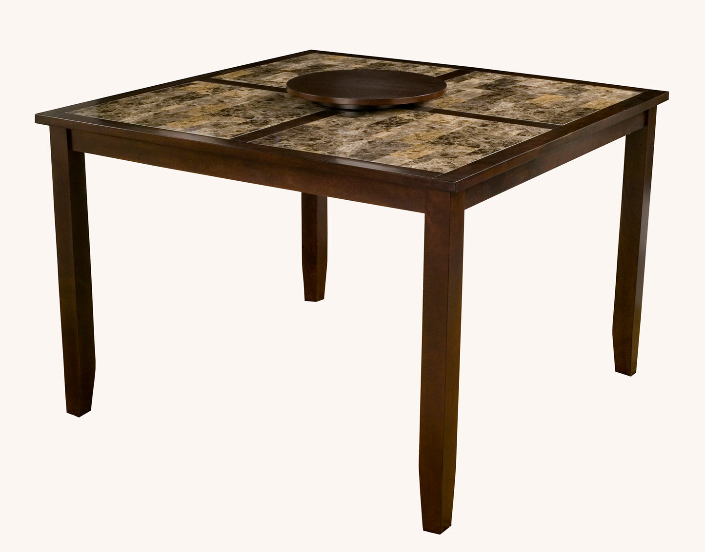 Capitola Faux Marble Large Pub Table w/ Removable 18" Lazy Susan, Espresso
