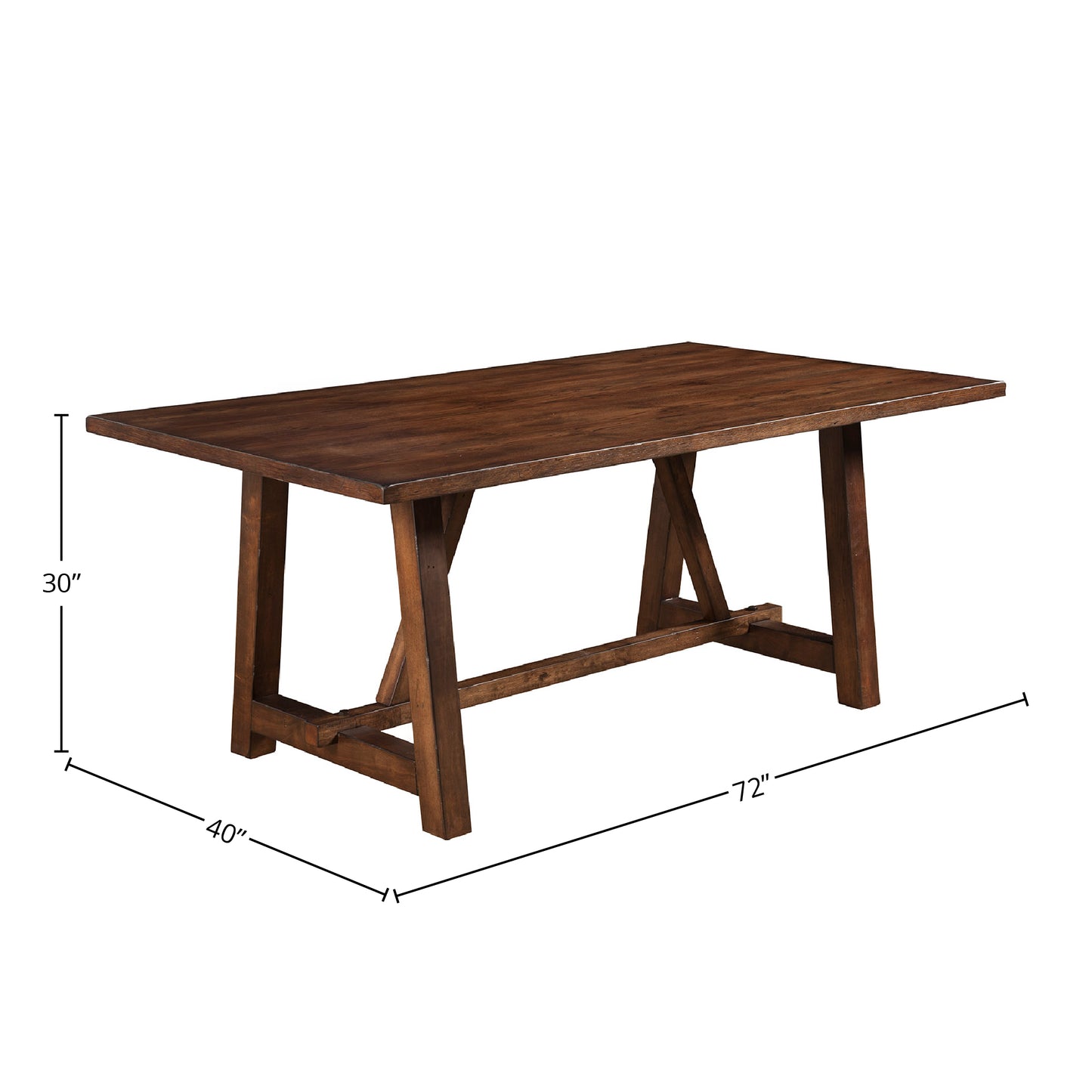 Arendal Trestle Rectangular Dining Table, Burnished Dark Oak