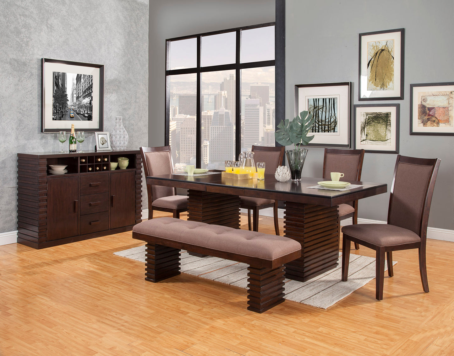 Trulinea Upholstered Dining Bench, Dark Espresso