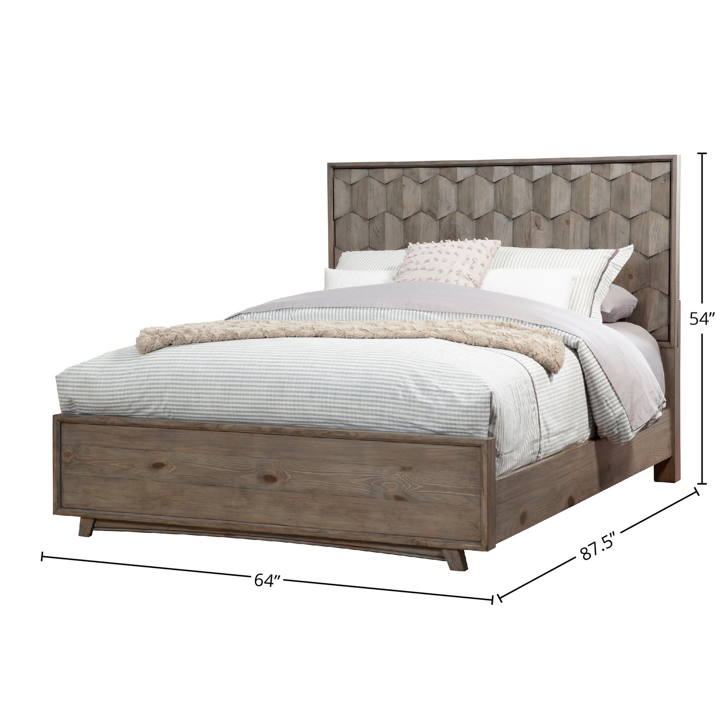 Shimmer Queen Panel Bed, Antique Grey