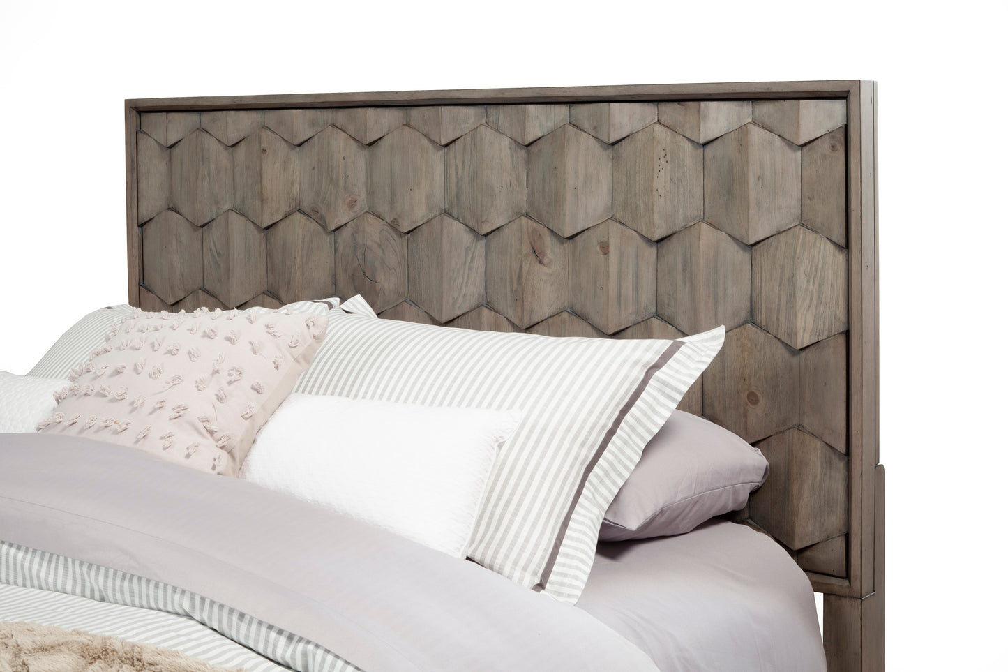 Shimmer Queen Panel Bed, Antique Grey