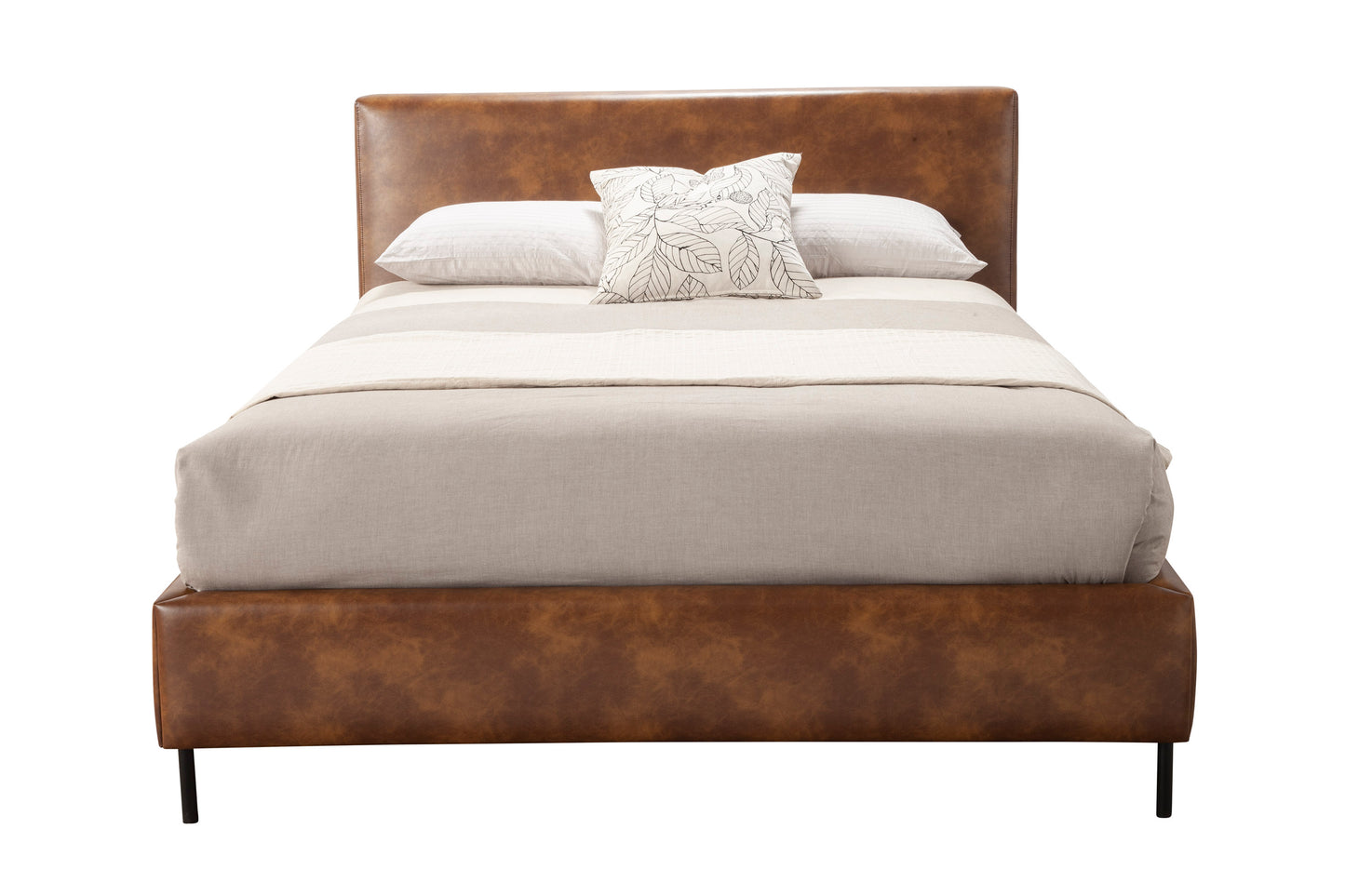 Sophia California King Faux Leather Platform Bed, Brown