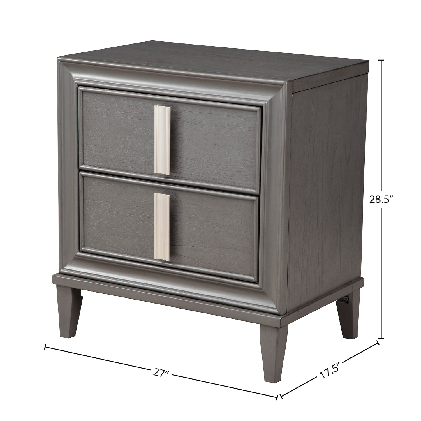 Lorraine 2 Drawer Nightstand, Dark Grey