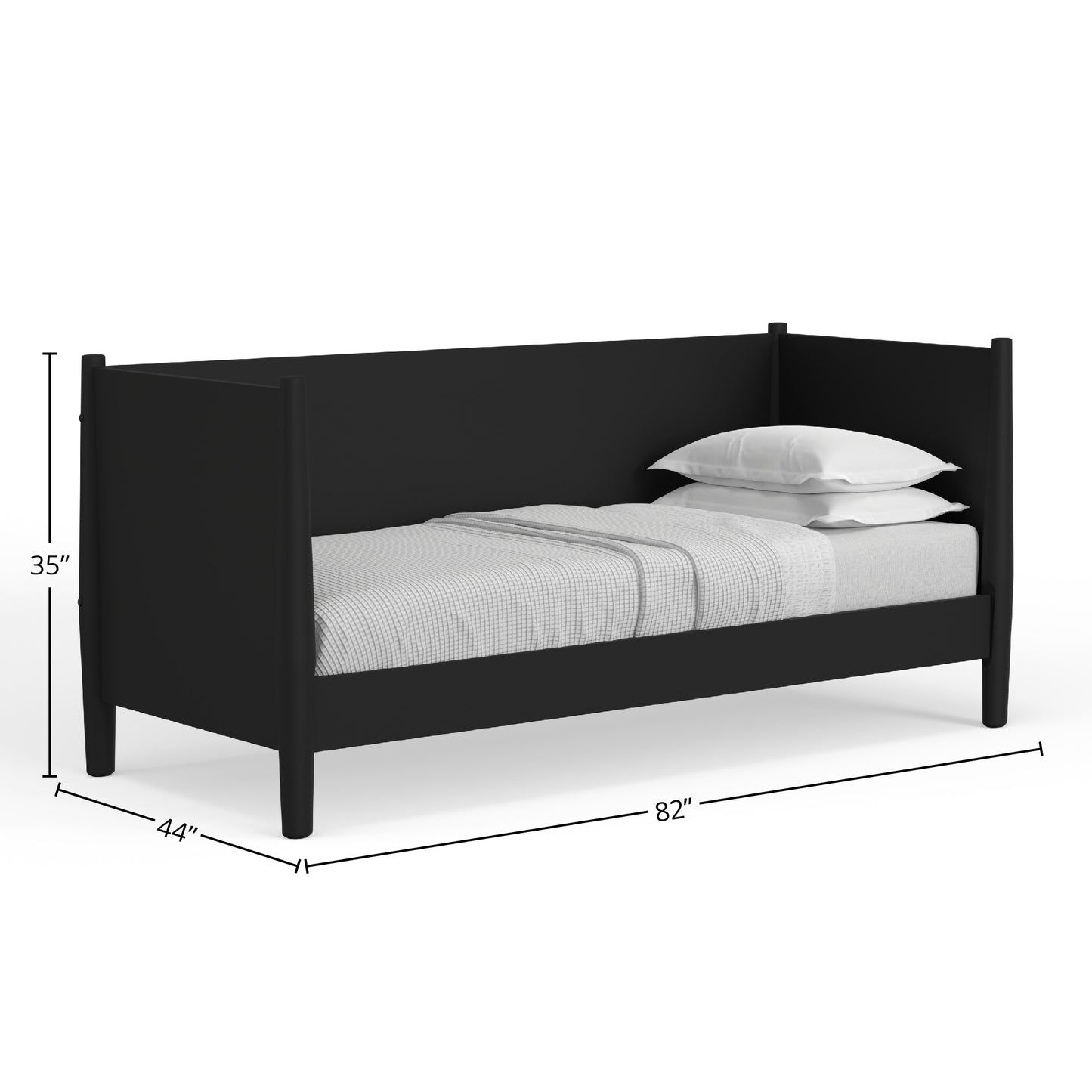 Flynn Mid Century Modern Twin Size Day Bed, Black