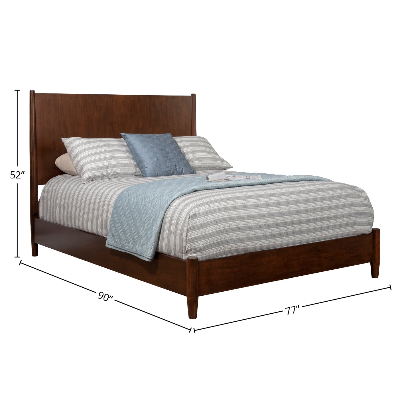 Flynn Mid Century Modern California King Panel Bed, Walnut