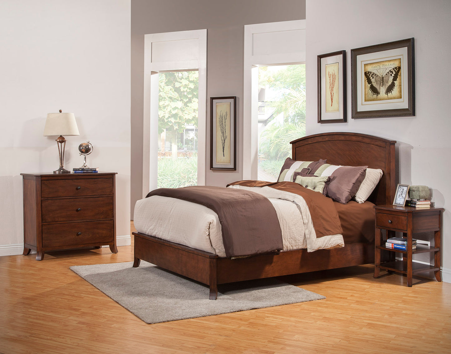 Baker Standard King Panel Bed, Mahogany