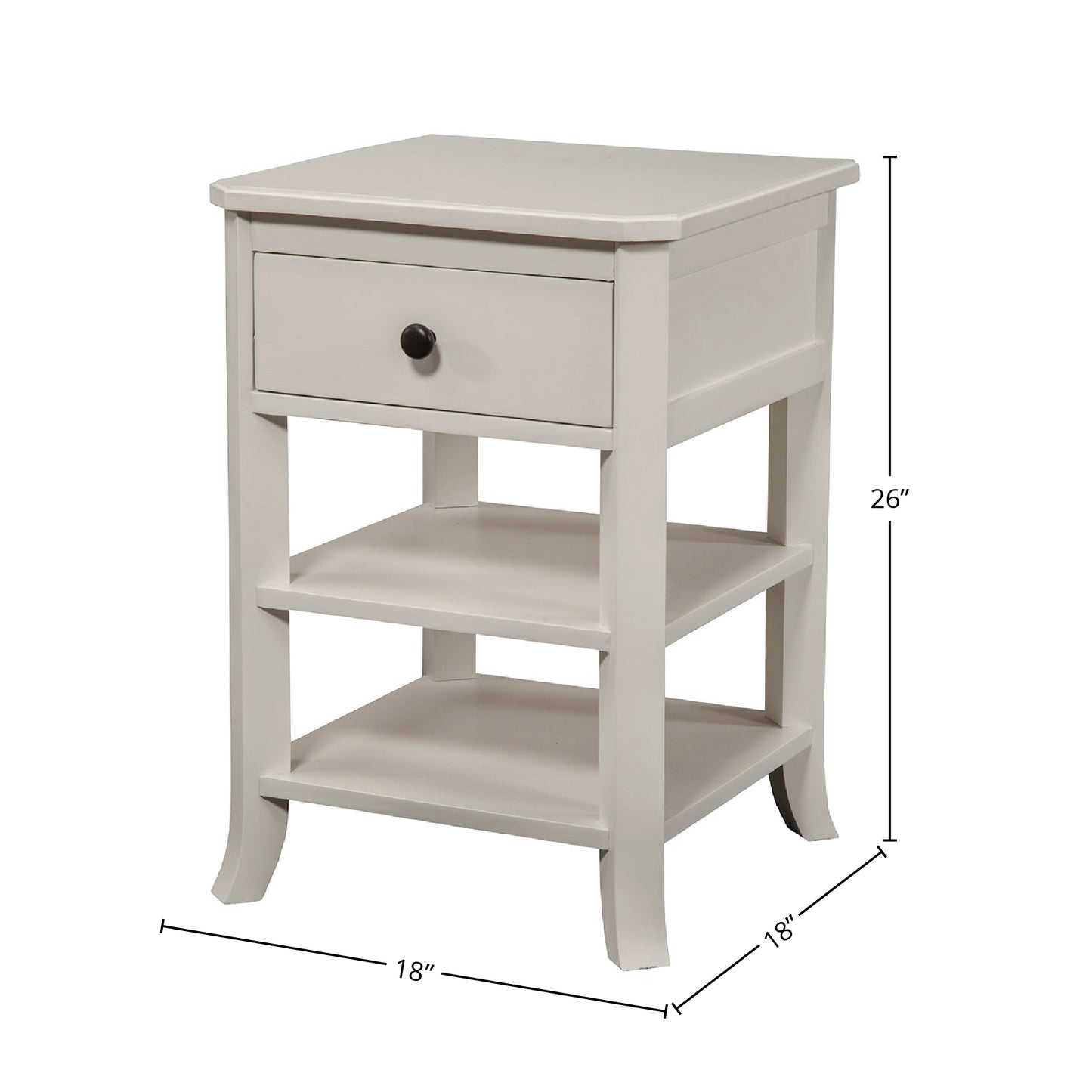 Baker 1 Drawer Nightstand w/2 Shelves, White