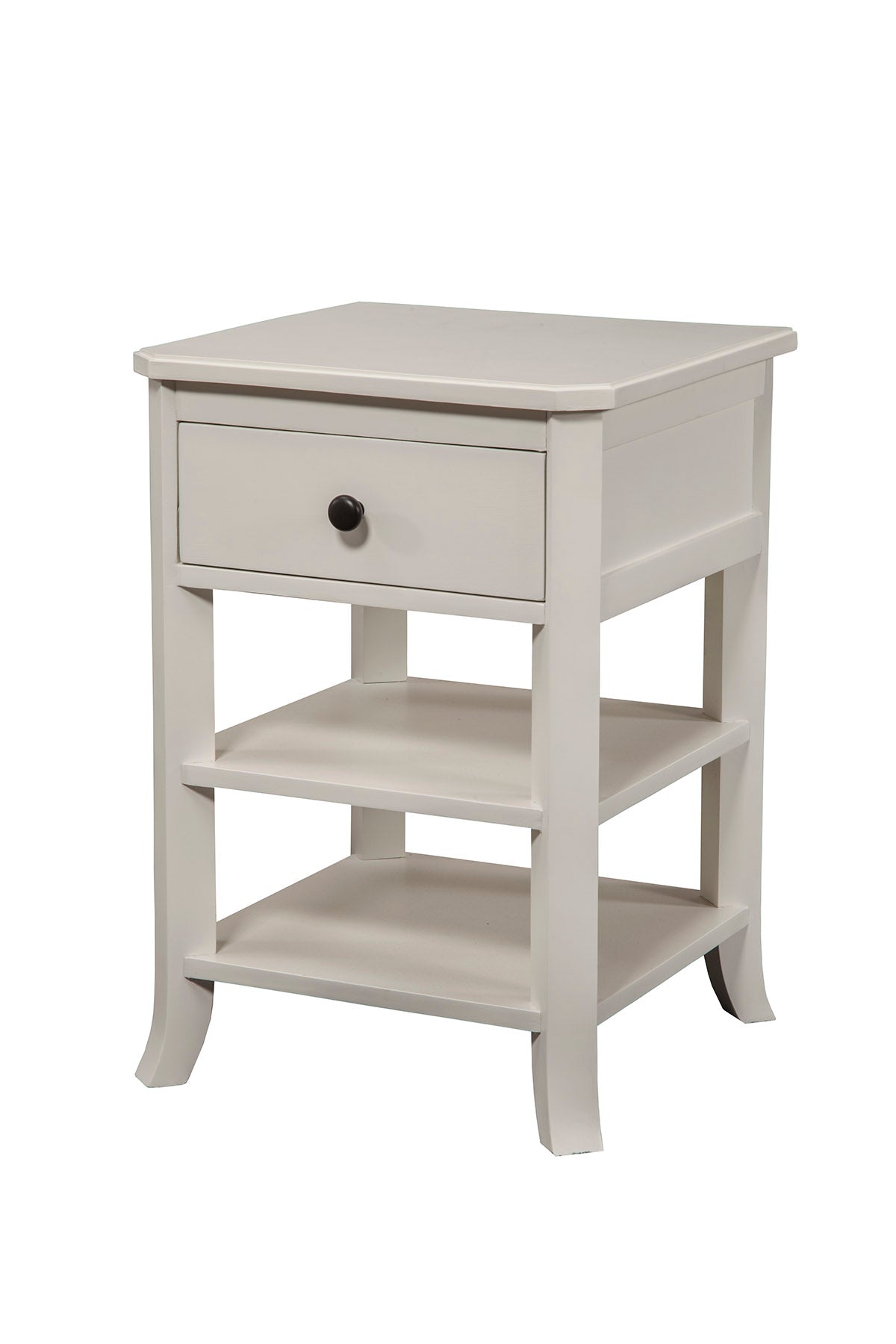 Baker 1 Drawer Nightstand w/2 Shelves, White
