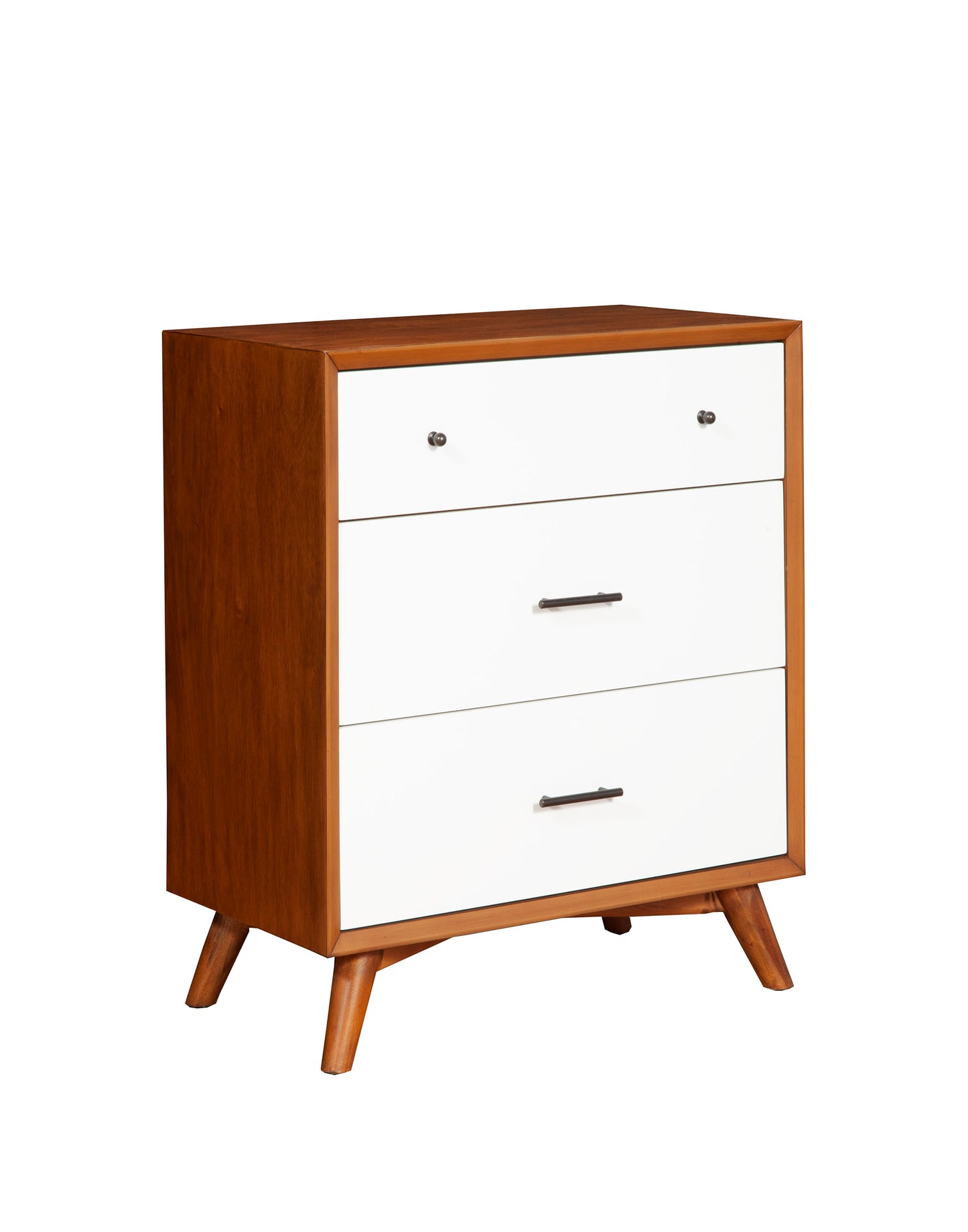 Flynn 3 Drawer Two Tone Small Chest, Chestnut/White