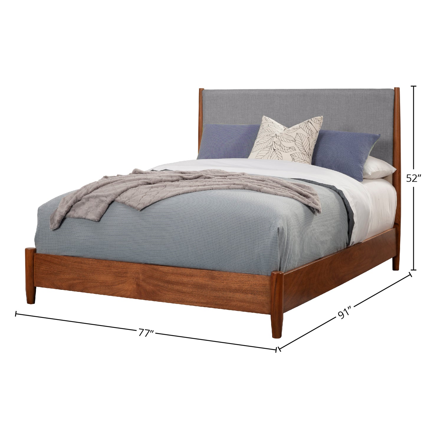 Flynn Mid Century Modern Two Tone California King Panel Bed, Chestnut/Grey